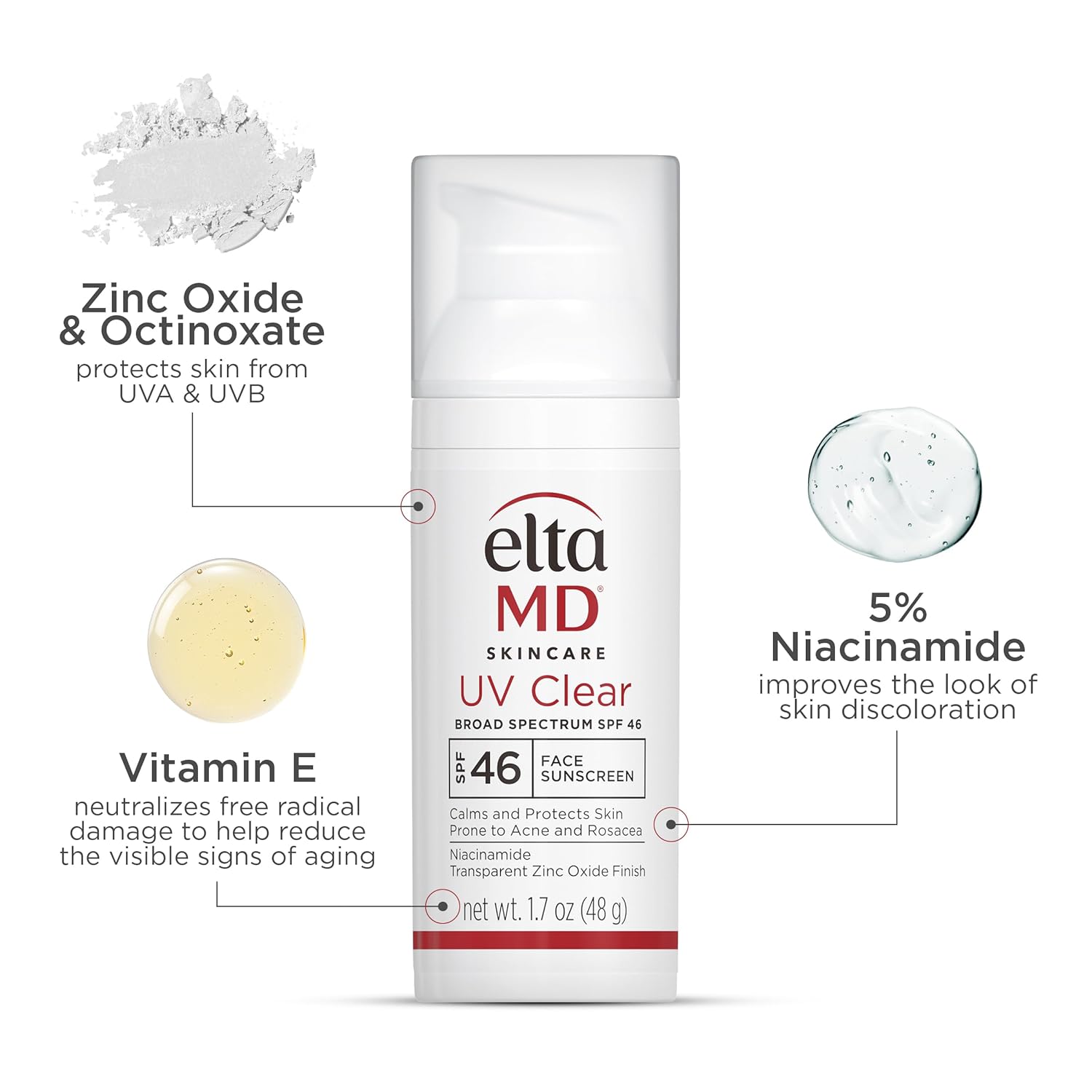 EltaMD UV Clear Face Sunscreen SPF 46 – Oil-Free Zinc Oxide Sunscreen, Dermatologist-Recommended for Sensitive & Acne-Prone Skin (1.7 oz) - Image 4