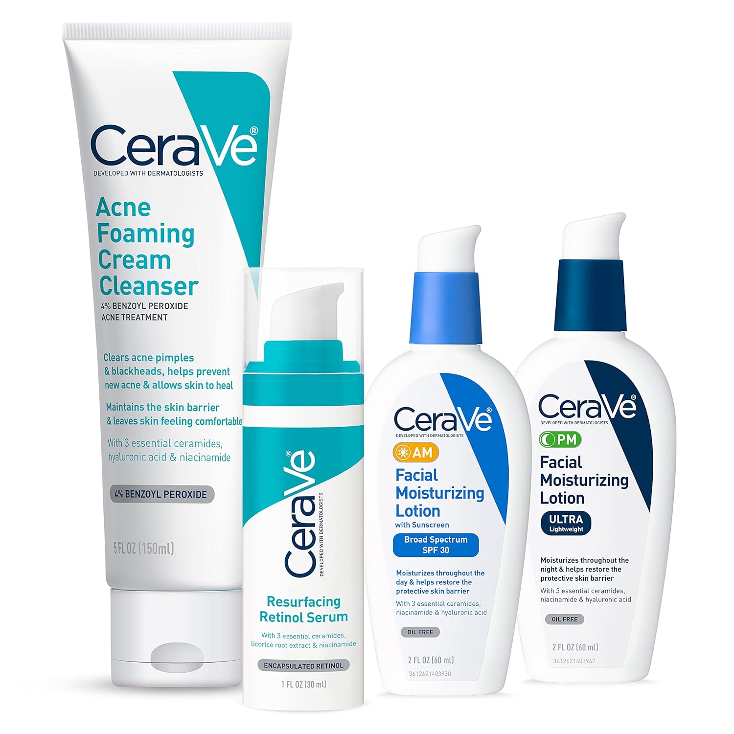 🧴 CeraVe Acne Skin Care Set (4-Step Complete Acne Routine)