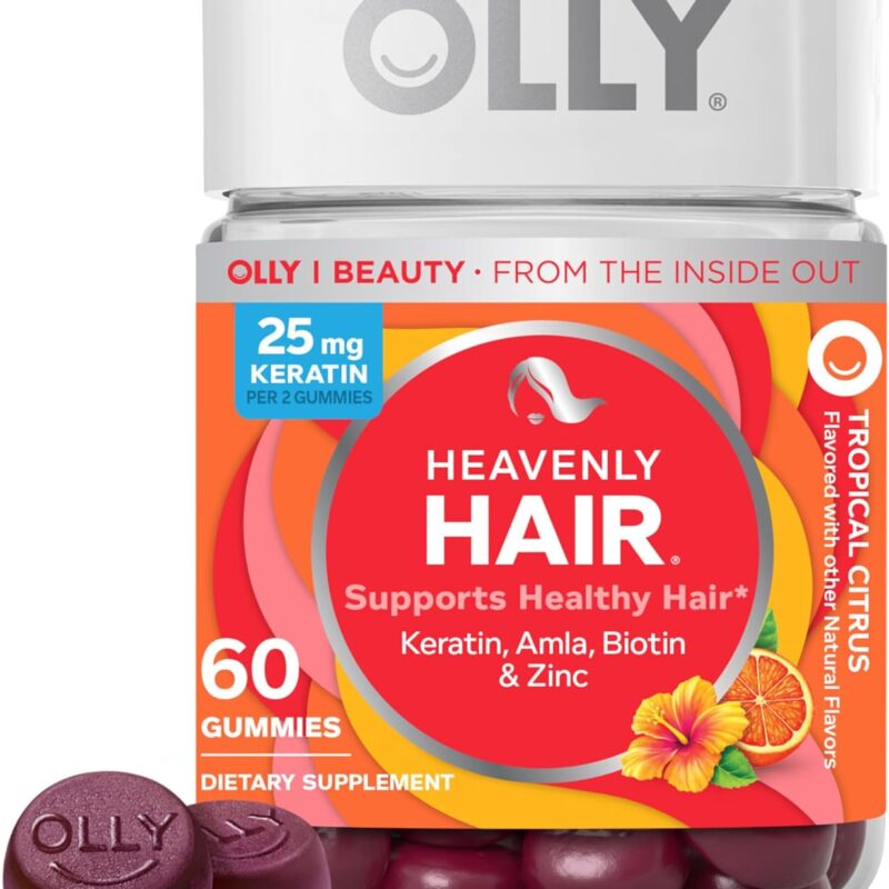 OLLY Heavenly Hair Gummy, Supports Healthy Hair, Keratin, Biotin, AMLA, Chewable Supplement, 30 Day Supply - 60 Count