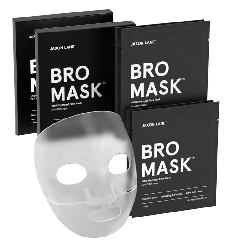 JAXON LANE BRO MASK Premium Korean Face Mask for Men (4 x 1 Pack) - Anti Aging Sheet Masks w/Hydrogel, Vitamin C, Hydrolyzed Collagen, & Hyaluronic Acid - Perfect Skin Care for Men