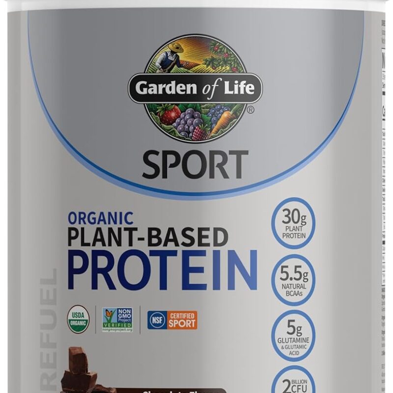 Garden of Life Organic Vegan Protein Powder with Probiotics, BCAAs, NSF Certified, Gluten Free & Sport, Non GMO, Sport Protein Powder, 19 Servings, Chocolate
