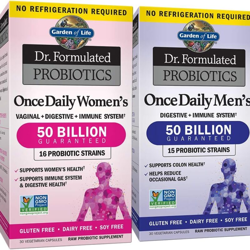 Garden of Life Probiotic Bundle: Dr. Formulated Once Daily Women’s & Men's Probiotics, 50 Billion CFU Shelf Stable, Non-GMO Probiotic for Men & Women with Prebiotic Fiber, 30 Capsules Each