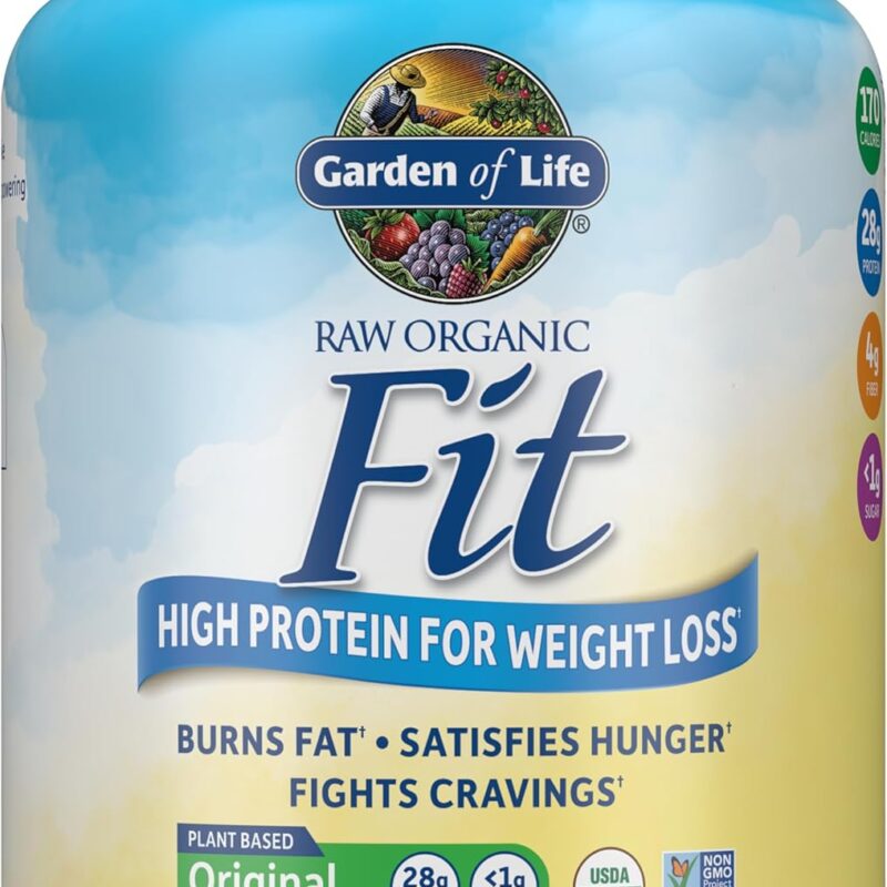 Garden of Life Raw Organic Fit Original Flavor Vegan Protein Powder – 28g Plant Based Powder for Weight Management, Raw Protein, Probiotics & Fiber, Non-GMO, Gluten-Free, Vegan, 10 Servings